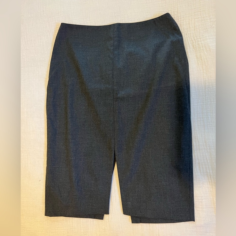 Banana Republic Pencil Knee Length Skirt with Slit in Charcoal Gray
